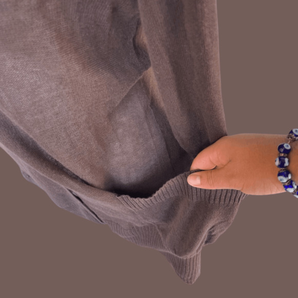 Hinge Brown Cardigan | Lightweight Cotton | Size L | Vintage Y2K - Picture 4 of 4